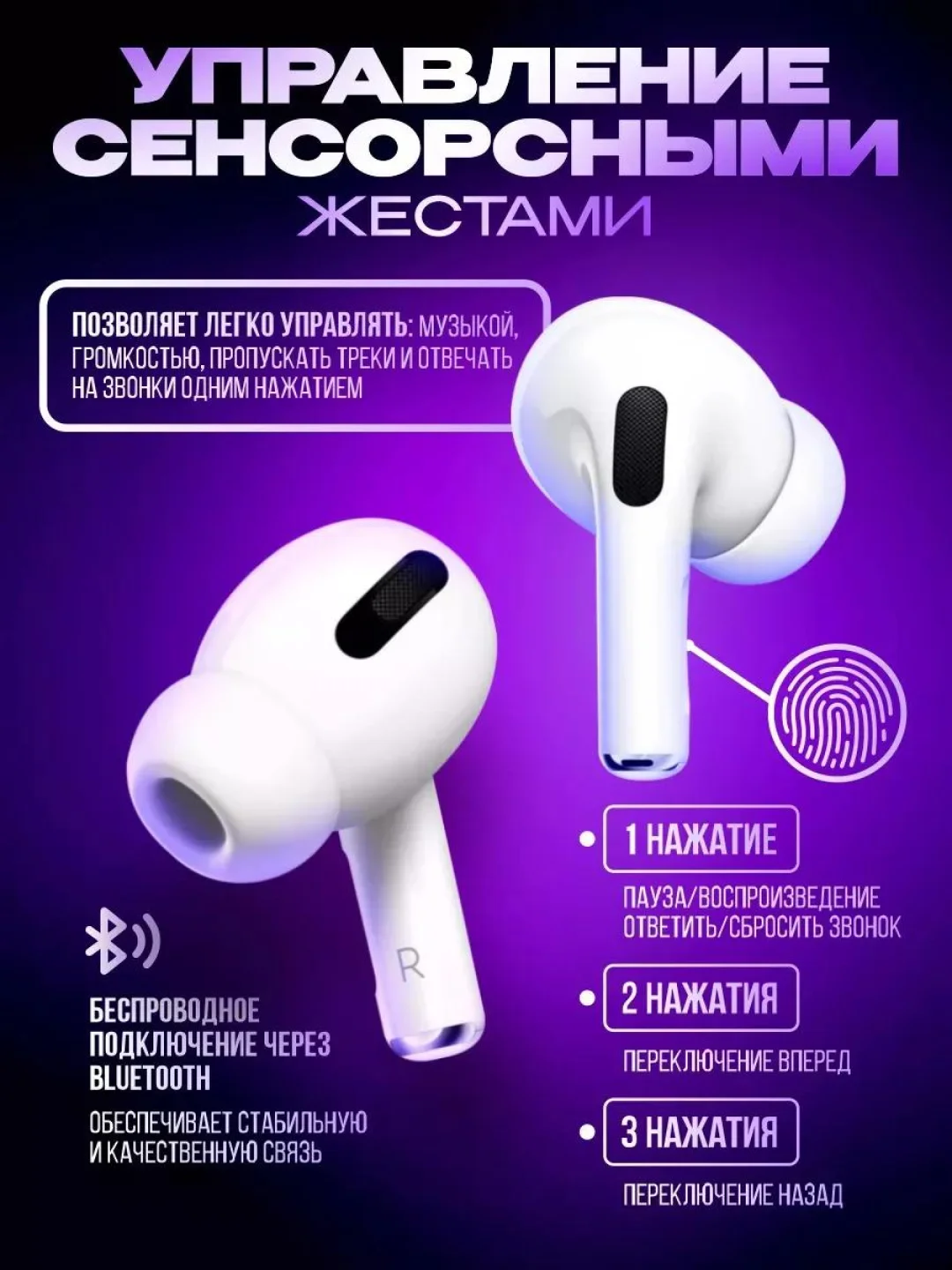 Беспроводные наушники Air Pro 2 с разъемом Type-C, с беспроводной зарядкой, универсальные