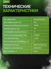 Черный болгарка УШМ аккумуляторная DAMMER, бесщеточная, 21V