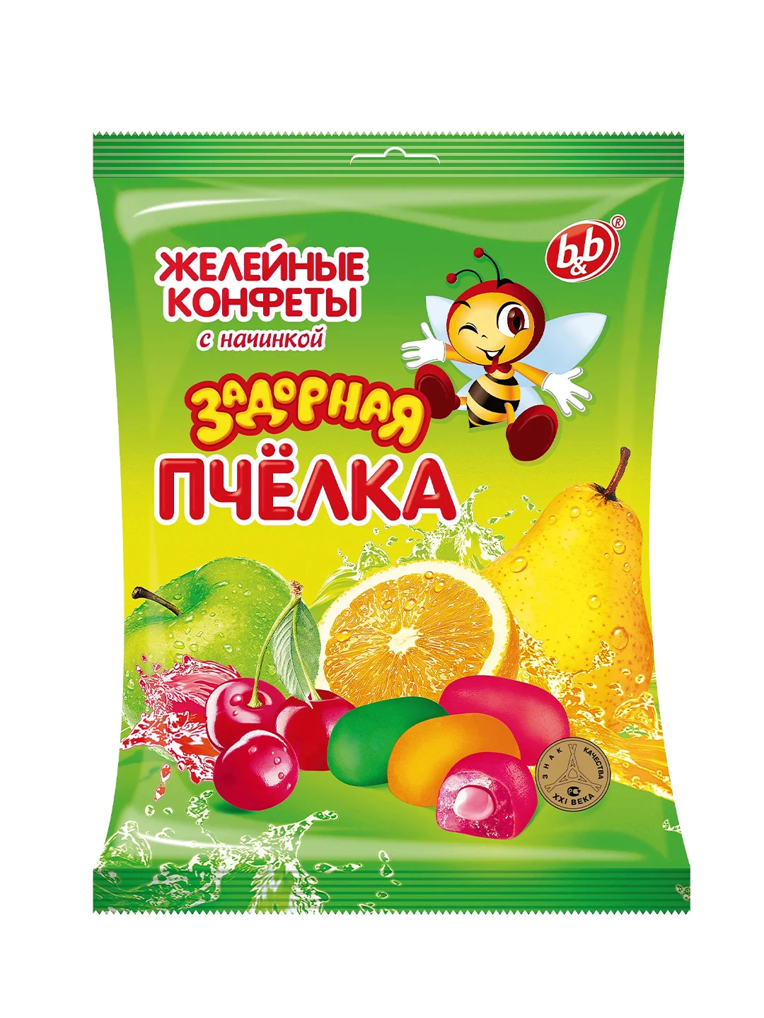 Конфеты B&B "Задорная пчелка" желейные с начинкой (микс) 250г