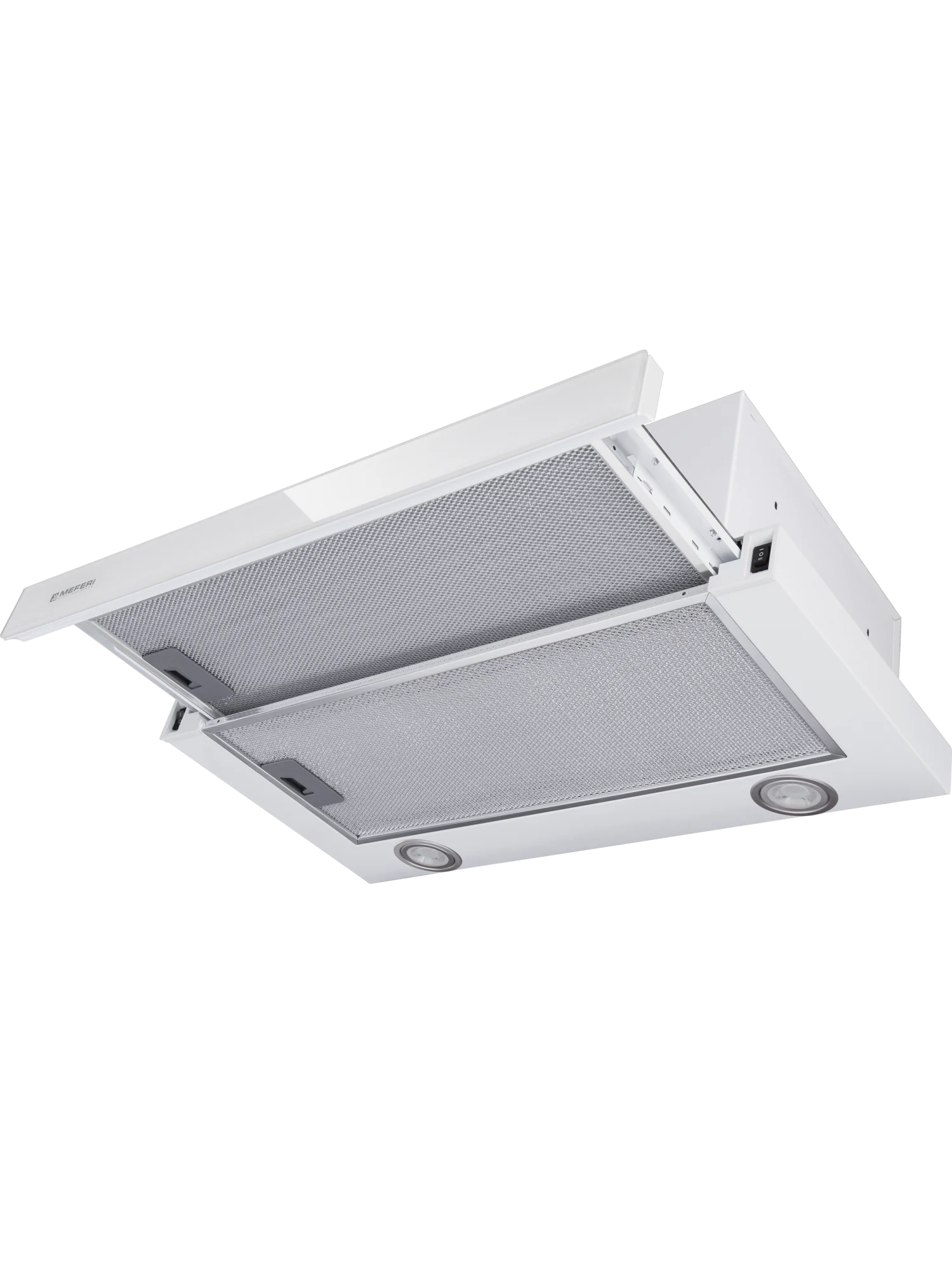 Белый телескопическая вытяжка MEFERI SLIDEBOX60WH GLASS ULTRA, 60 см, белый