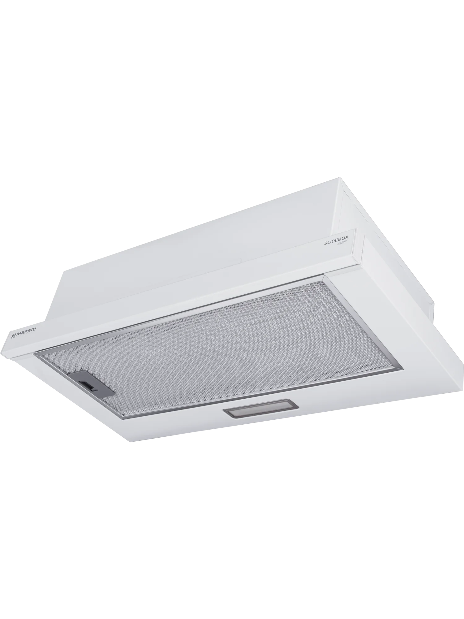 Белый телескопическая вытяжка MEFERI SLIDEBOX60WH LIGHT, 60 см, белый, отвод, циркуляция