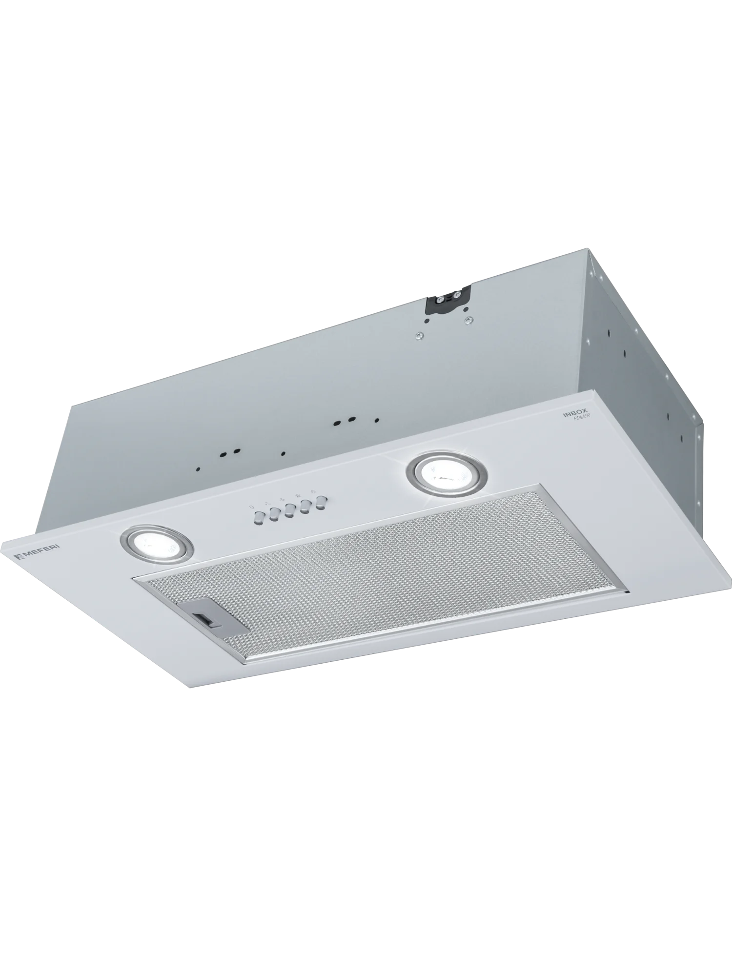 Белый вытяжка для кухни MEFERI INBOX60WH POWER, 60 см, белый, отвод, циркуляция