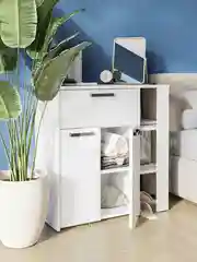 Комод с дверцами ящиком  и полками из ЛДСП Белый