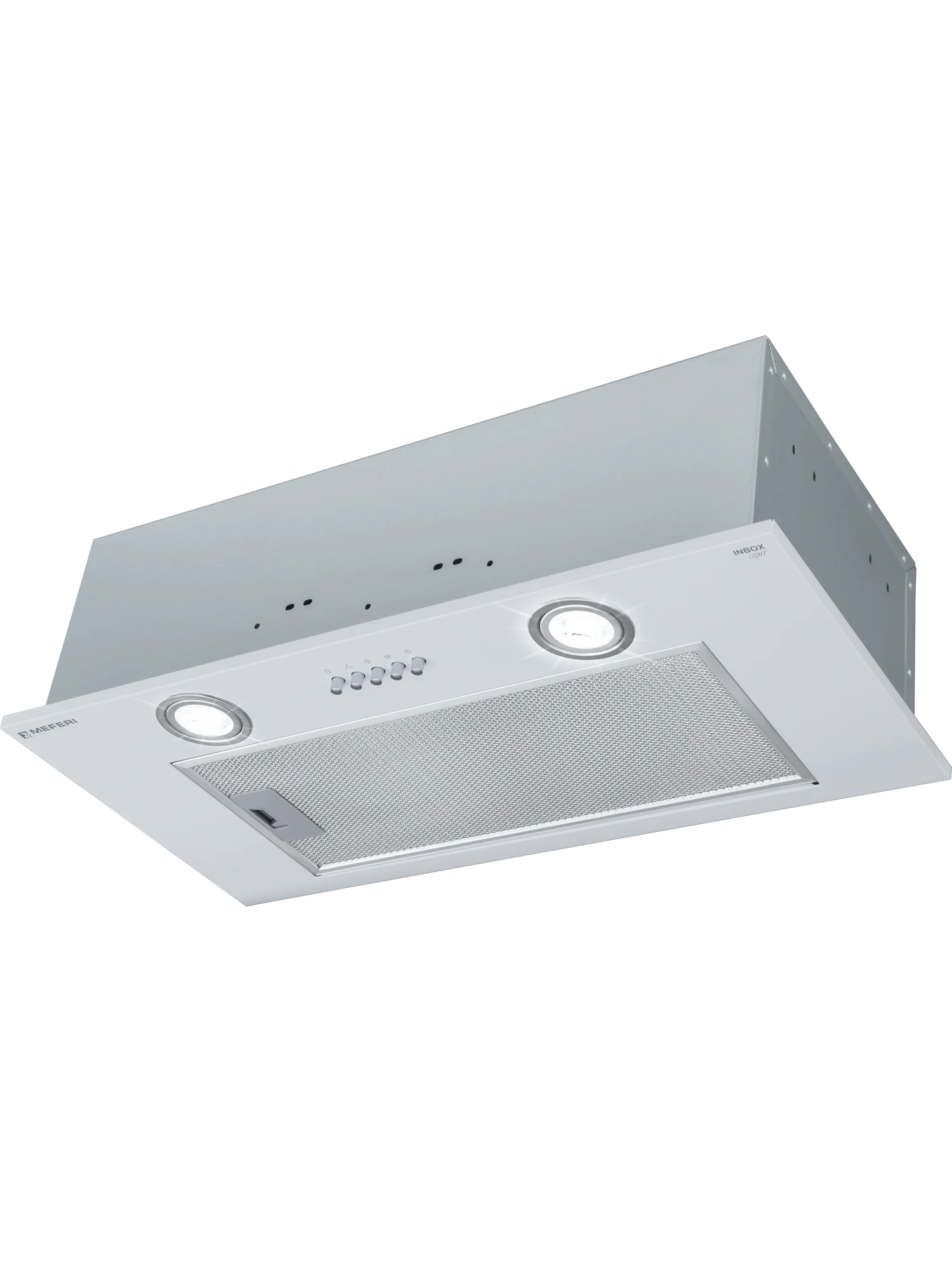 Белый вытяжка для кухни встраиваемая MEFERI INBOX60WH LIGHT, ширина 60 см, белый