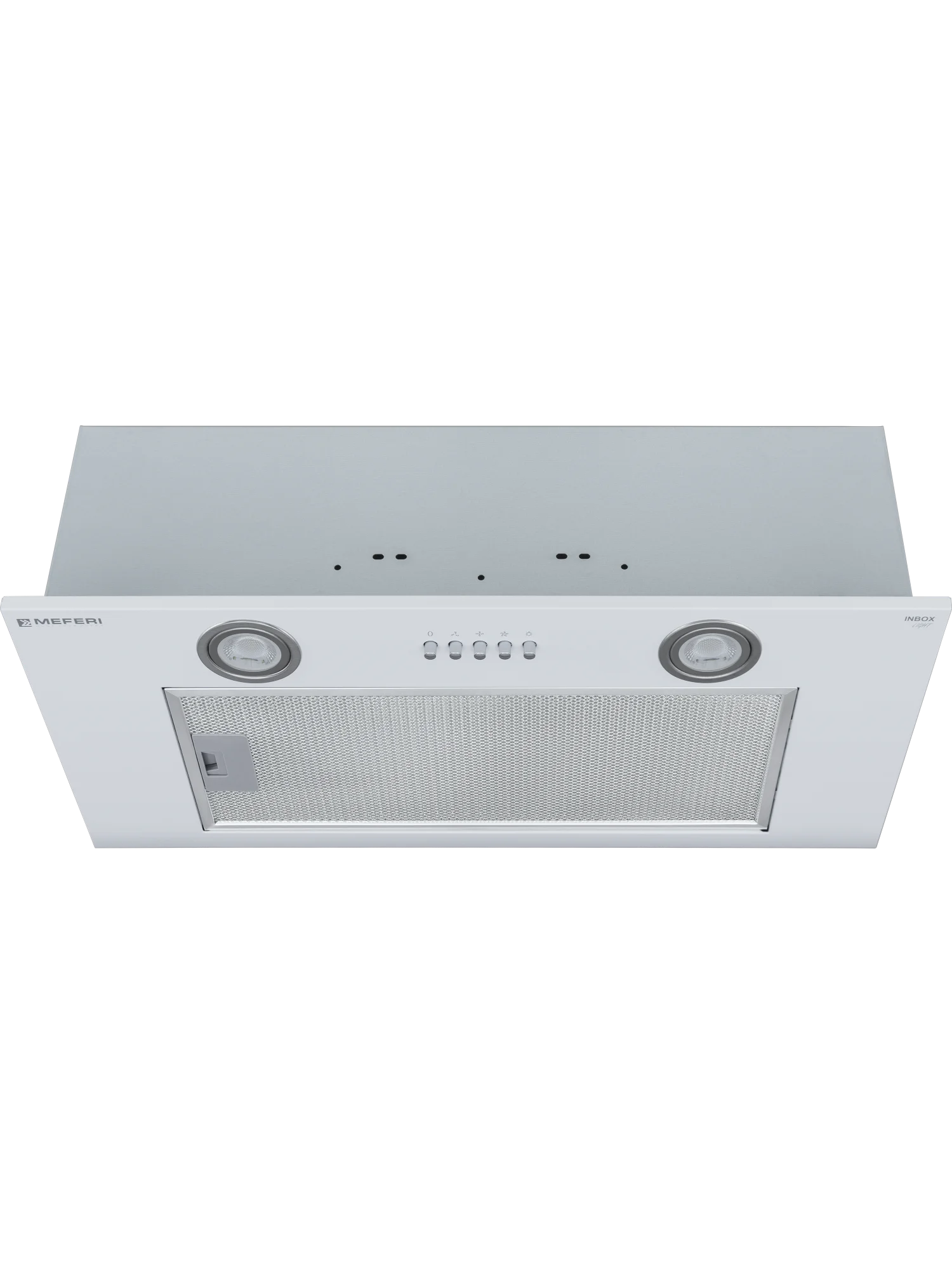Белый вытяжка для кухни встраиваемая MEFERI INBOX60WH LIGHT, ширина 60 см, белый