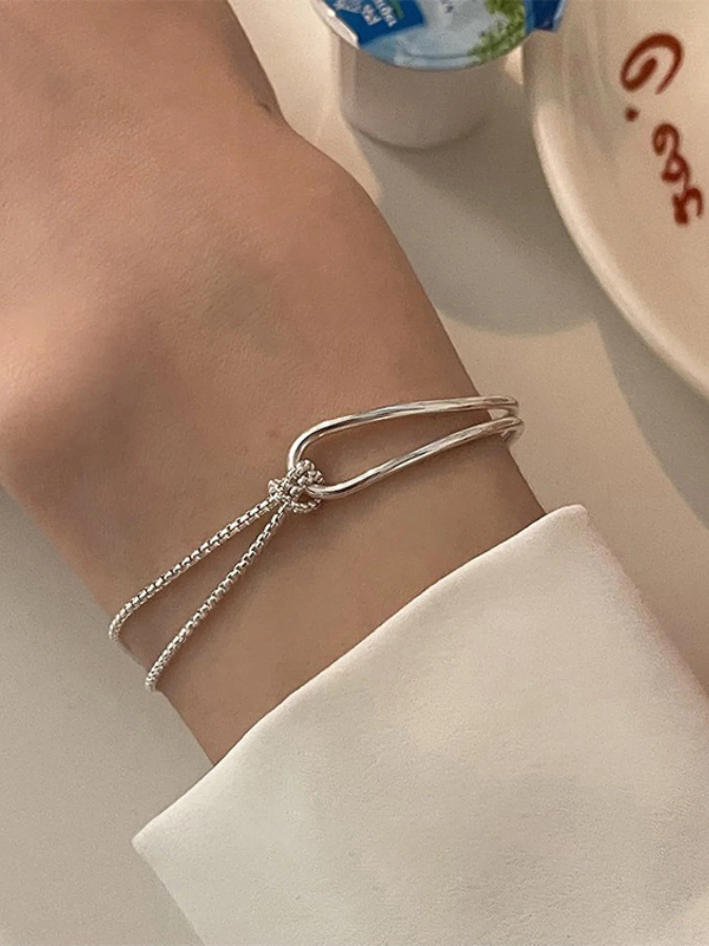 Серый металлик компплект украшений, бижутерия, серьги, браслет, подарок на Новый год