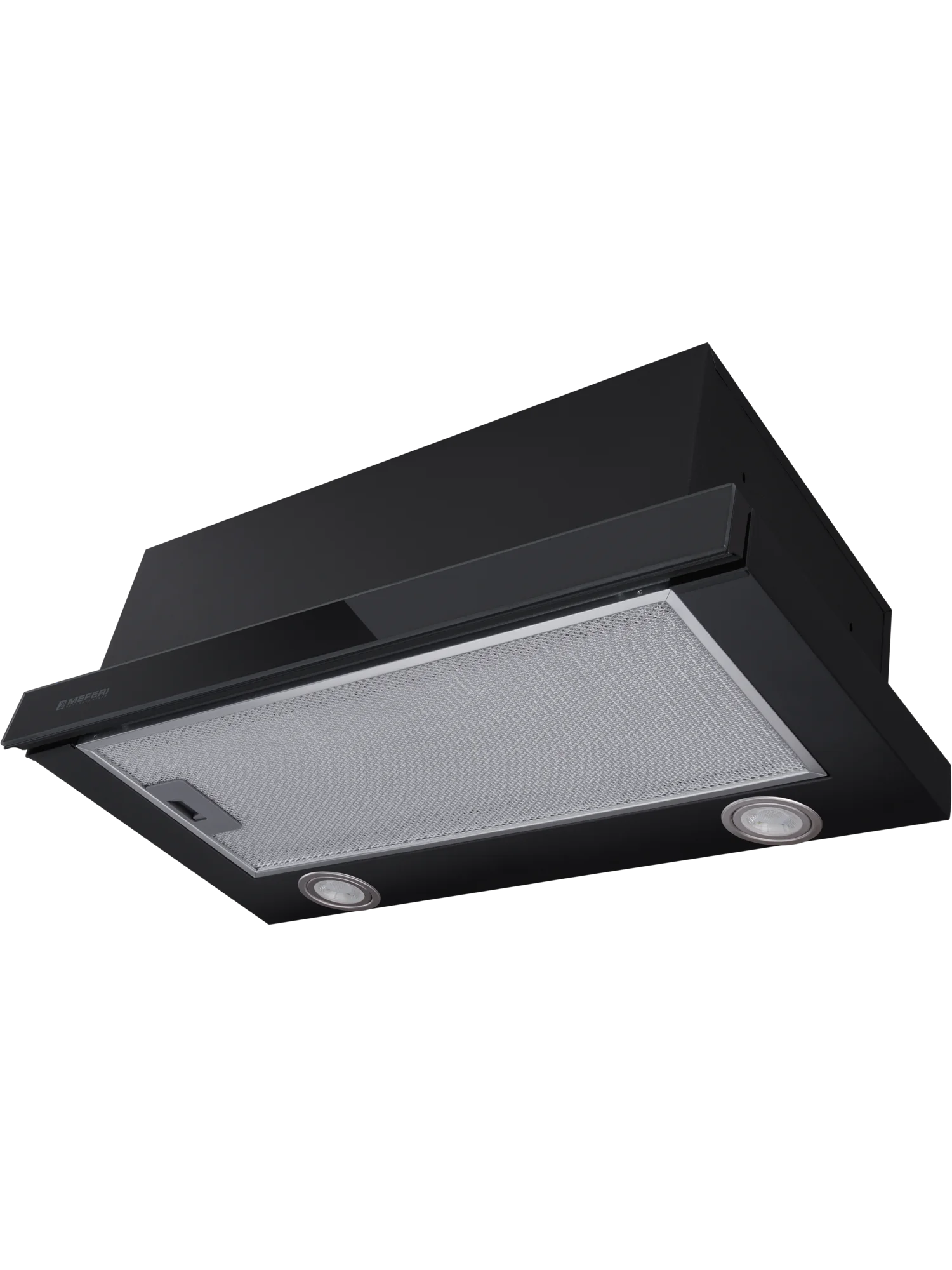 Черный выдвижная вытяжка встраиваемая MEFERI SLIDEBOX60BK GLASS ULTRA, черная телескопическая