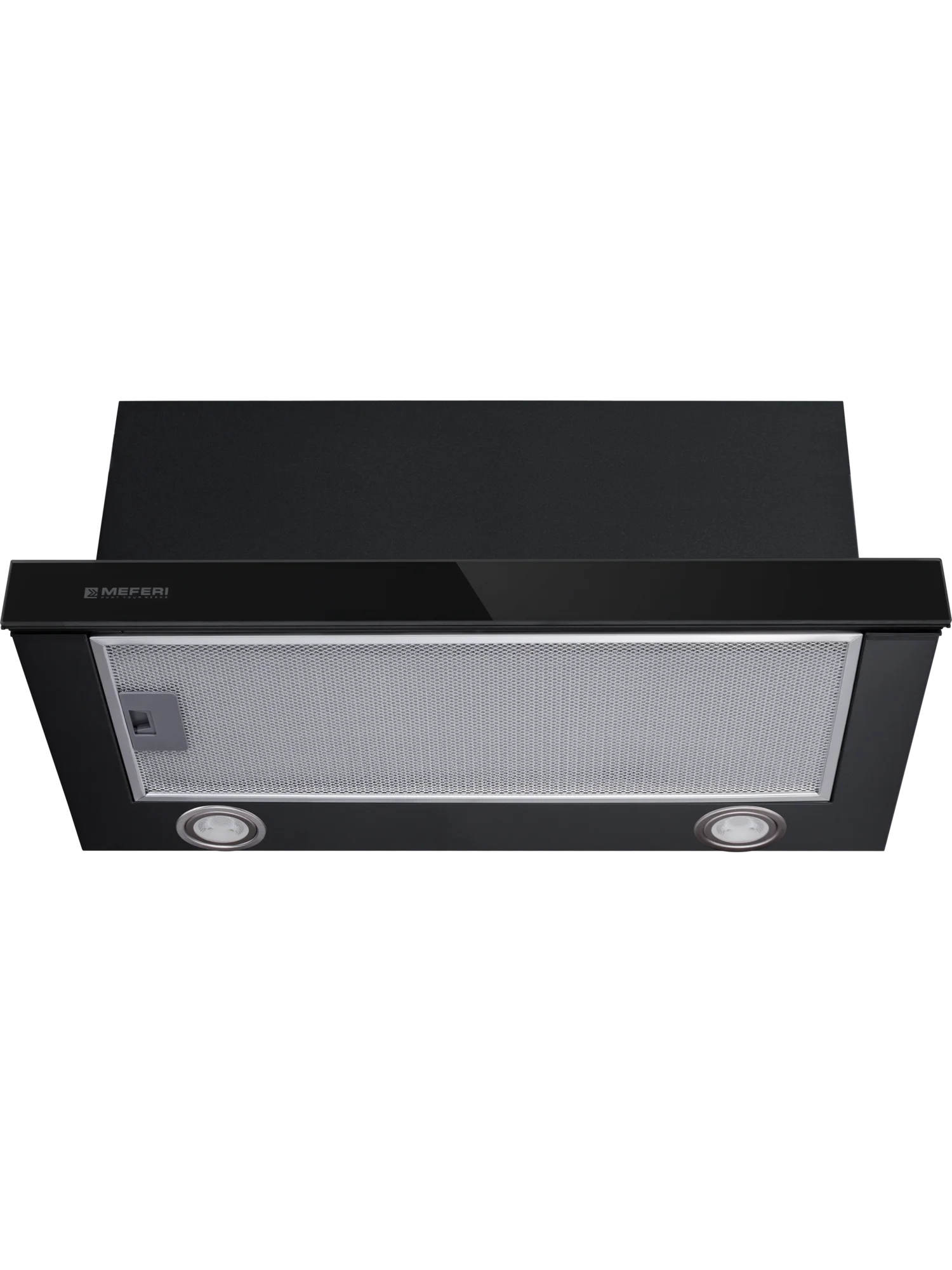 Черный выдвижная вытяжка встраиваемая MEFERI SLIDEBOX60BK GLASS ULTRA, черная телескопическая