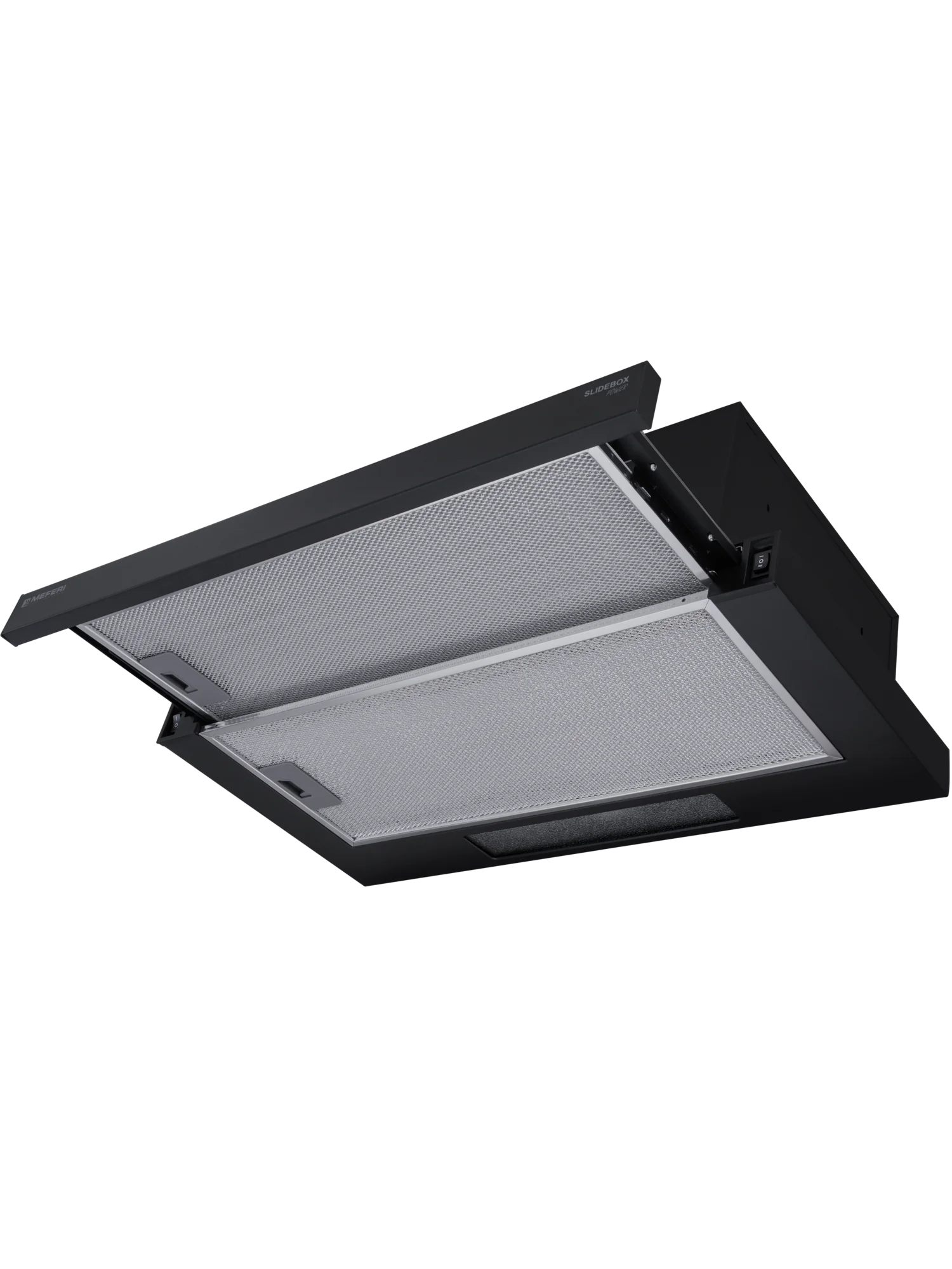 Черный телескопическая вытяжка на кухню встраиваемая MEFERI SLIDEBOX60BK POWER, 60 см, черный