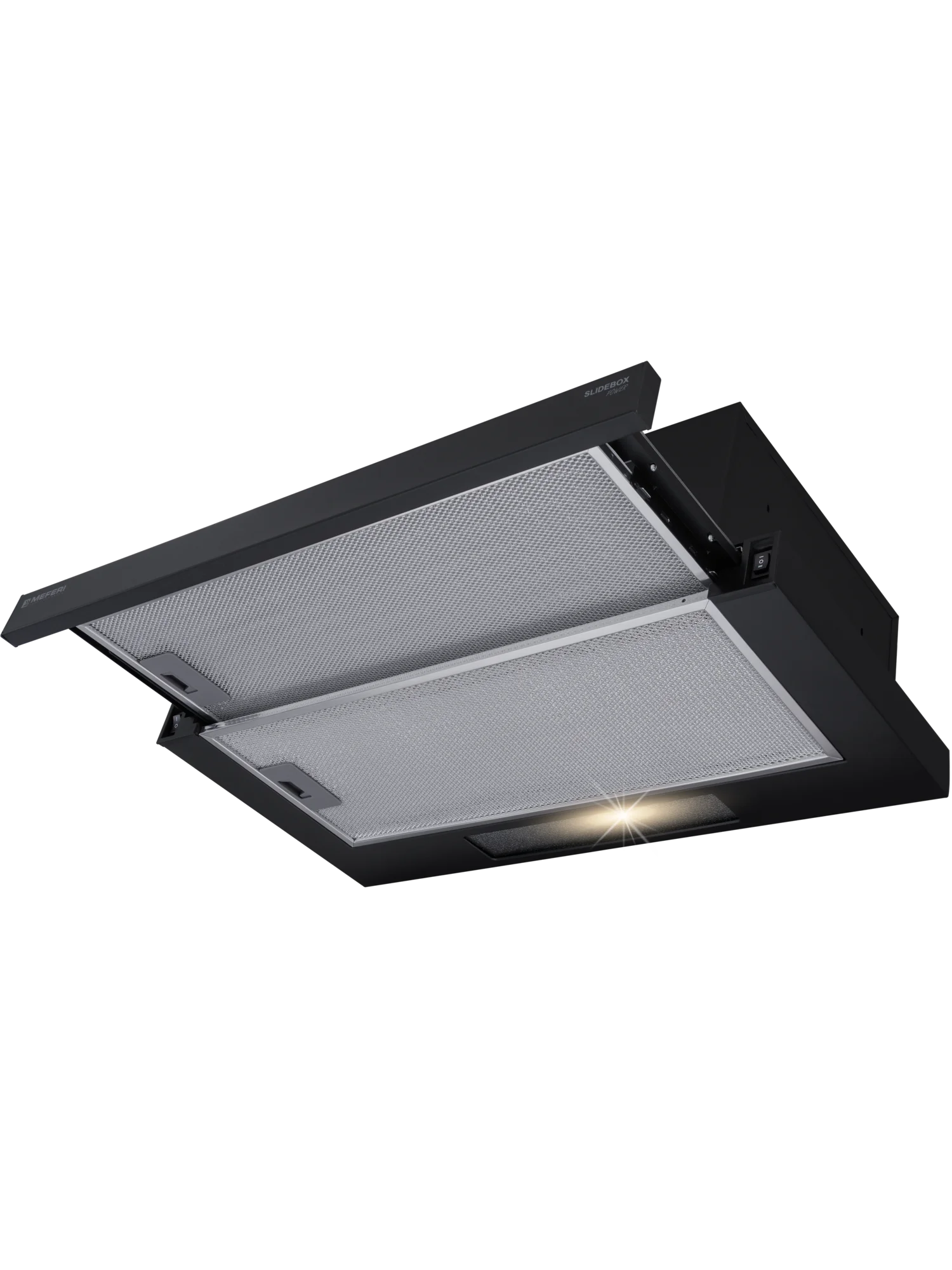 Черный телескопическая вытяжка на кухню встраиваемая MEFERI SLIDEBOX60BK POWER, 60 см, черный