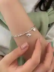 Серебряный компплект украшений, бижутерия, серьги, браслет, подарок на Новый год