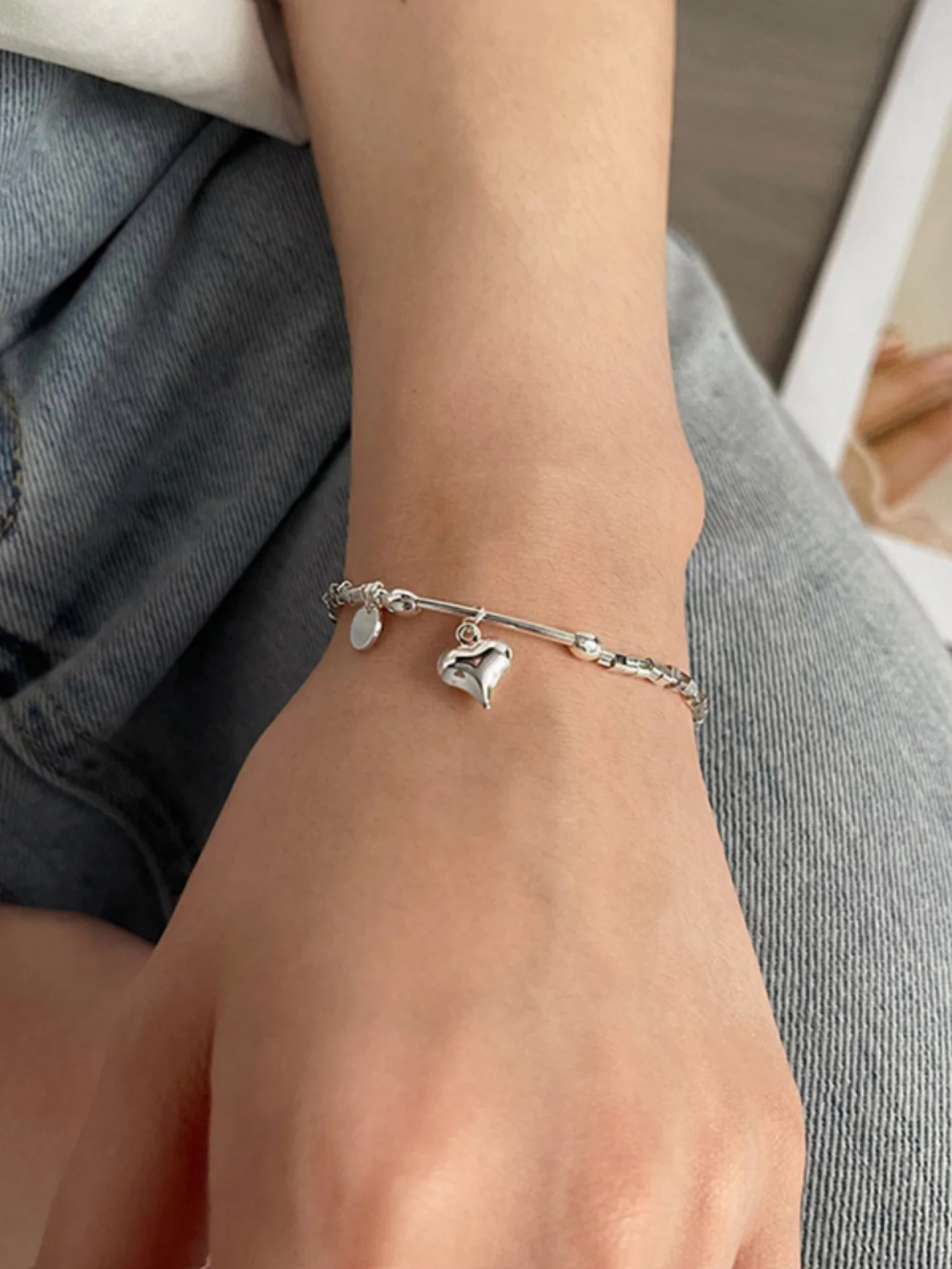 Серебряный компплект украшений, бижутерия, серьги, браслет, подарок на Новый год