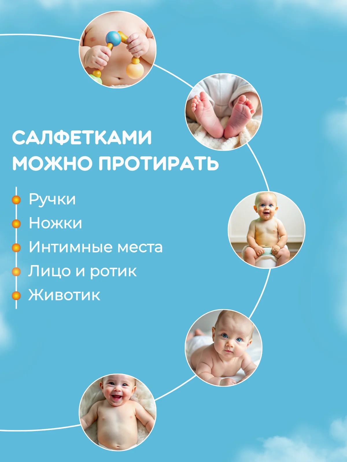 Влажные салфетки детские 4 пачки 256 штук Little Art