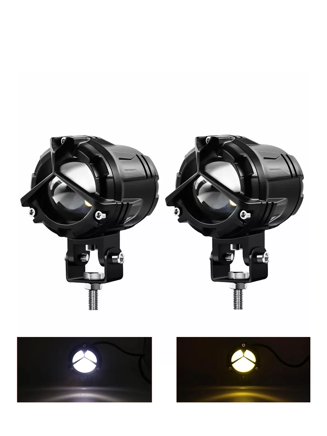 Двухрежимные белый-желтый свет противотуманные LED фары-линза 2шт