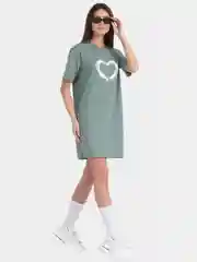 Мятный платье футболка оверсайз, мини, трикотажное, с принтом
