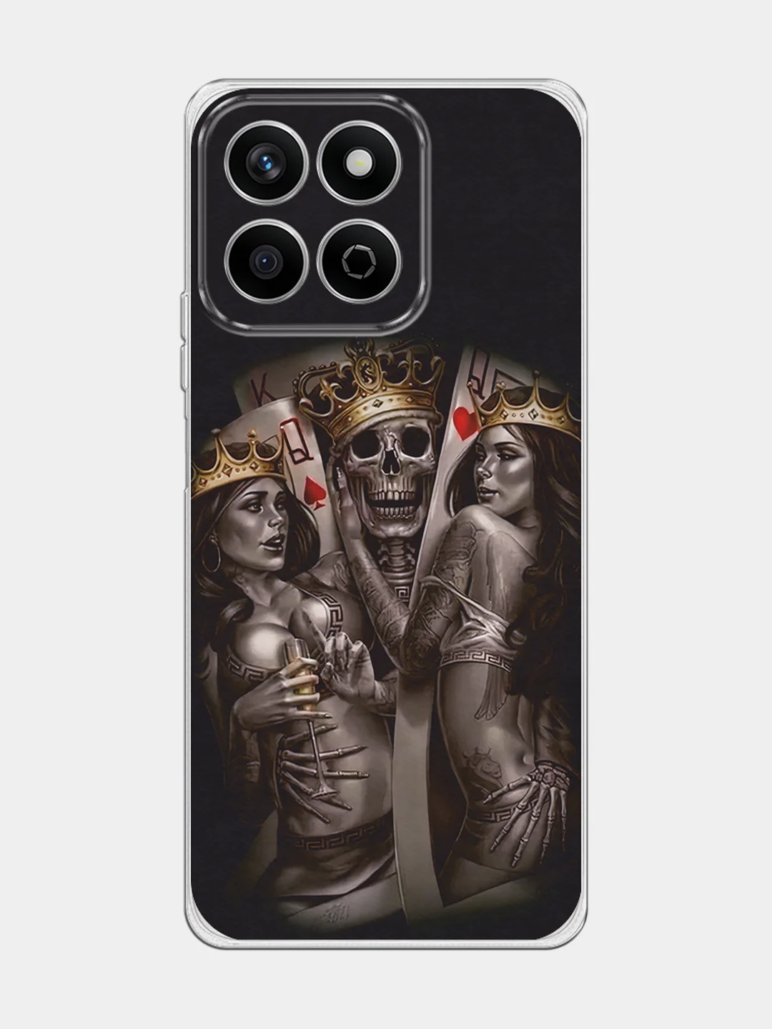 Оливковый силиконовый чехол на Honor X7c / Хонор X7c прозрачный, с принтом, защита камеры