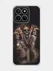 Оливковый силиконовый чехол на Honor X7c / Хонор X7c прозрачный, с принтом, защита камеры