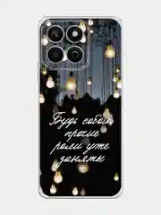 Серый силиконовый чехол на Honor X7c / Хонор X7c прозрачный, с принтом, защита камеры