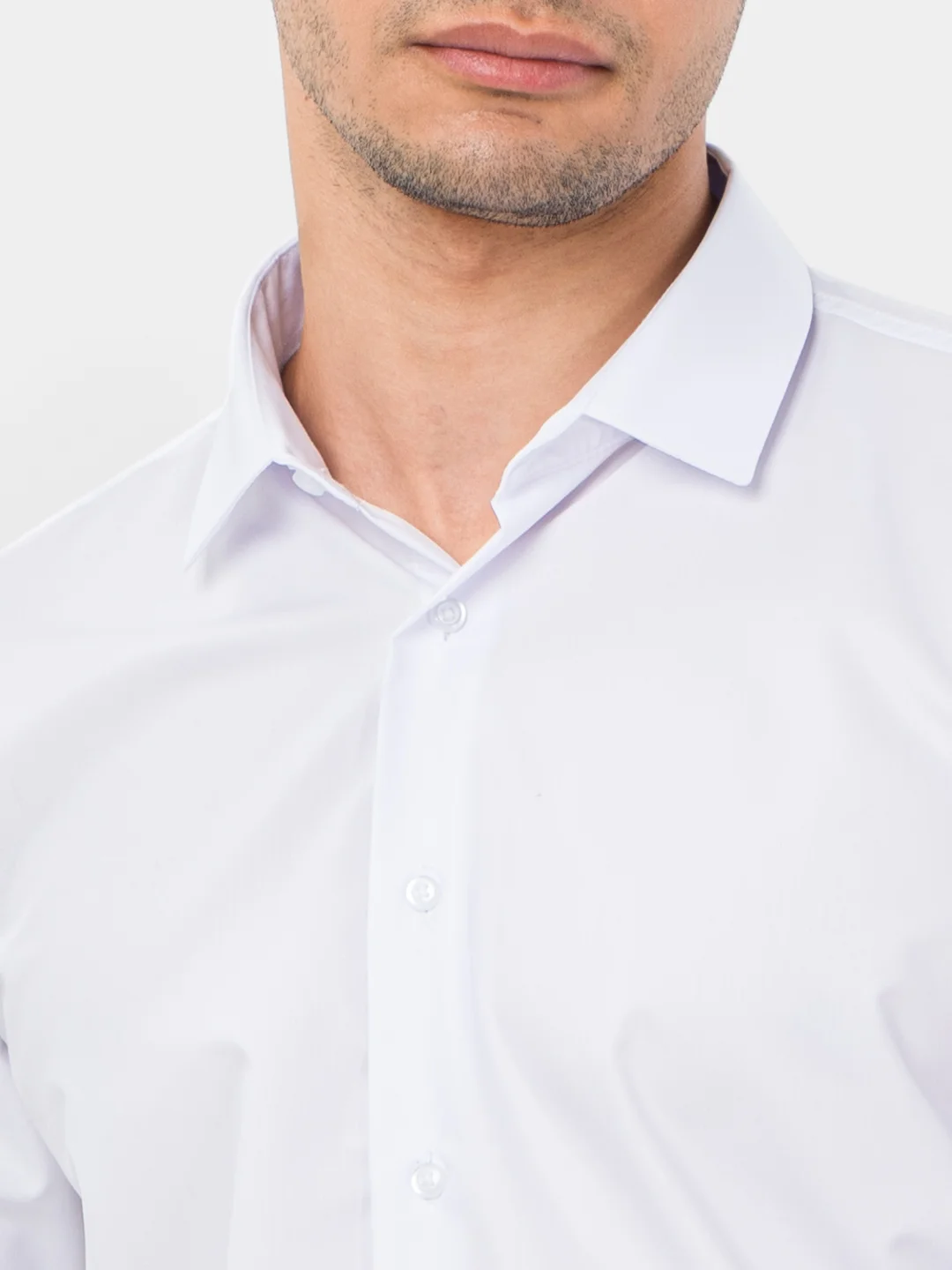 Белый рубашка классическая с длинным рукавом, приталенная Slim fit