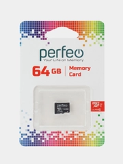 Карта памяти Perfeo microSDXC 64GB High-Capacity (Class 10) UHS-1 без адаптера