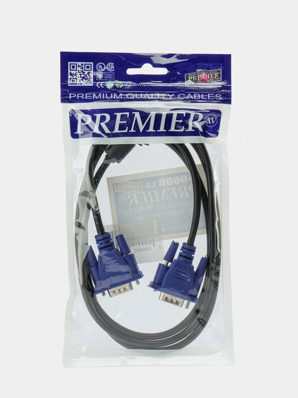 Шнур VGA 15pin шт/VGA 15pin шт 1.5м (5-960B 1.5) PREMIER
