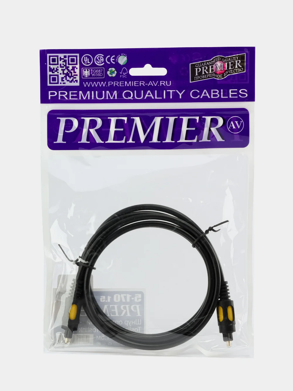 Шнур оптический TOSLINK/TOSLINK 1.5м (5-170 1.5) PREMIER Plastic-Gold