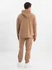 Бежевый костюм мужской утепленный на флисе: худи с молнией и брюки