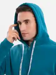 Бирюзовый костюм мужской утепленный на флисе: худи с молнией и брюки