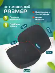 Черный набор глубоких и плоских пластиковых квадратных тарелок, 10 шт