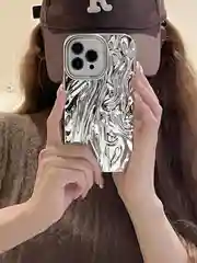 Серебряный чехол для айфон 11 12 13 14 15 Pro Max силиконовый iPhone блестящий