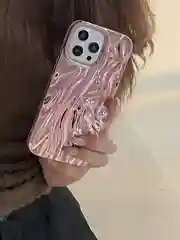 Розовый чехол для айфон 11 12 13 14 15 Pro Max силиконовый iPhone блестящий