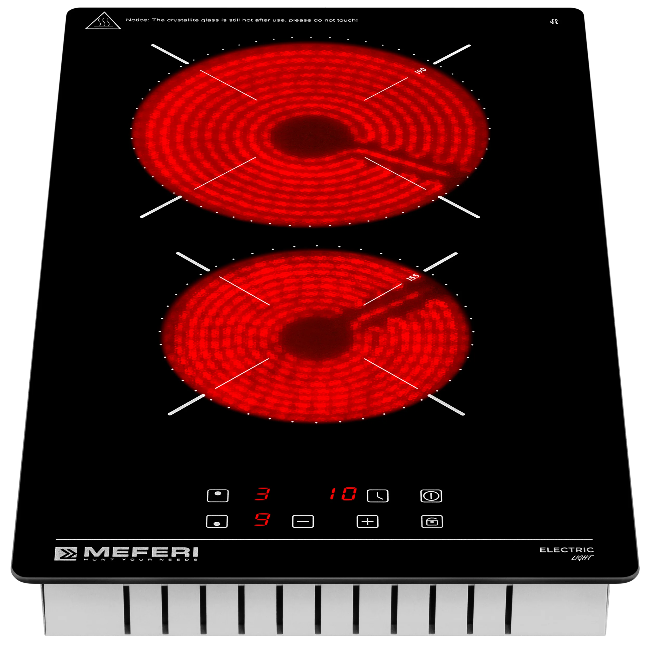 Черный варочная панель электрическая MEH302BK LIGHT домино 30 см черный