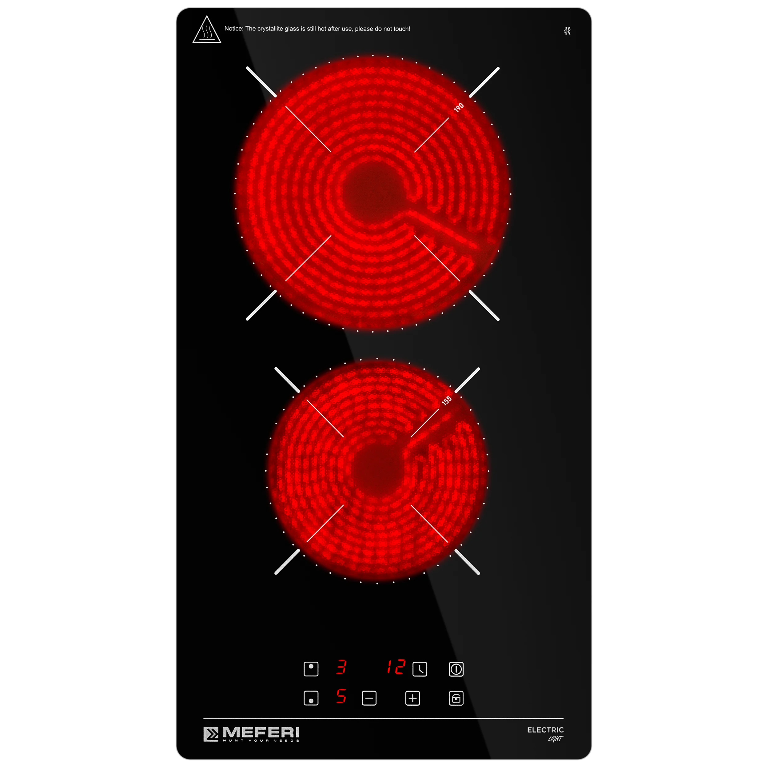 Варочная панель электрическая MEH302BK LIGHT домино 30 см черный