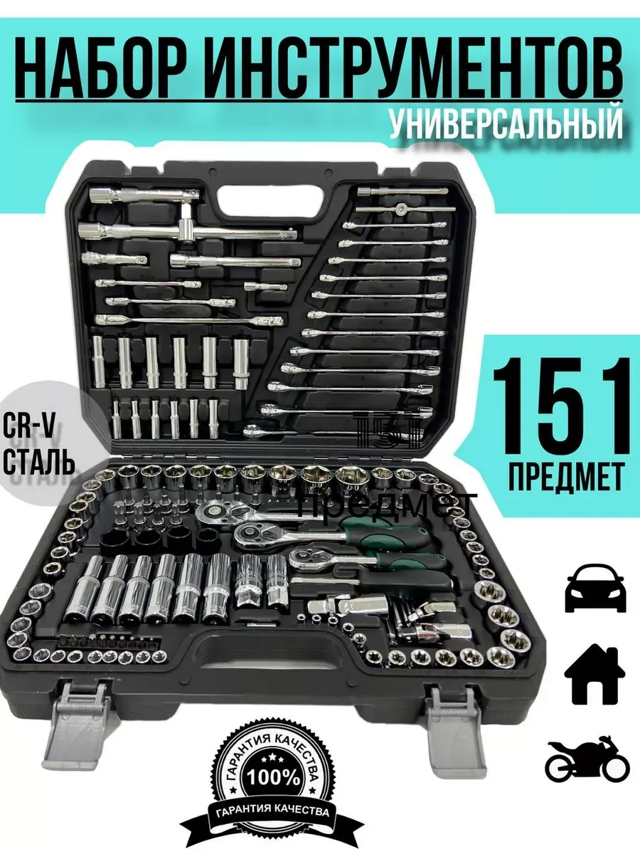 Индиго набор инструментов для автомобиля и дома в кейсе 58-219 предметов