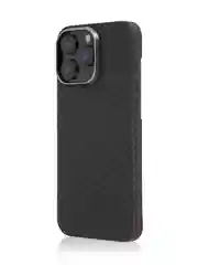 Черный карбоновый чехол MagSafe для iPhone 16, Pro, Max кевлар противоударный BROSCORP тонкий