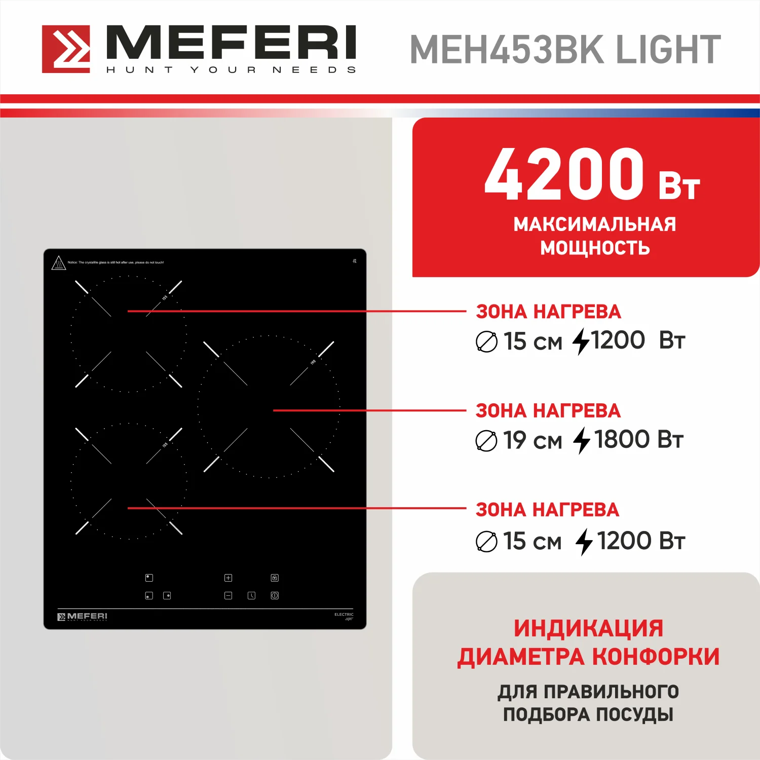 Черный варочная панель электрическая MEH453BK LIGHT