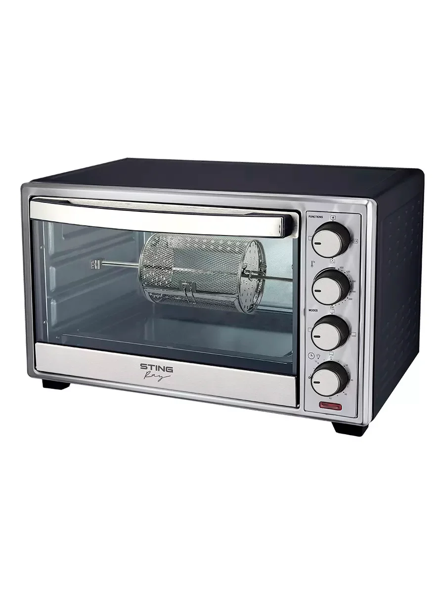 Черный духовой шкаф STINGRAY ST-EO123A (65 литров, 12 режимов + шашлычница + вертел  + конвекция)