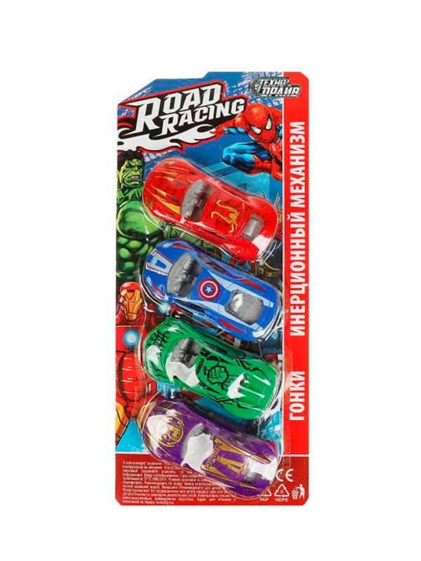 Набор машинок Технодрайв Road Racing, 4 штуки