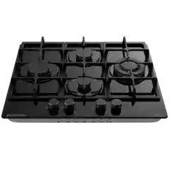 Газовая варочная панель MEFERI MGH604BK GLASS ULTRA, закаленное стекло, 4 конфорки, 60 см