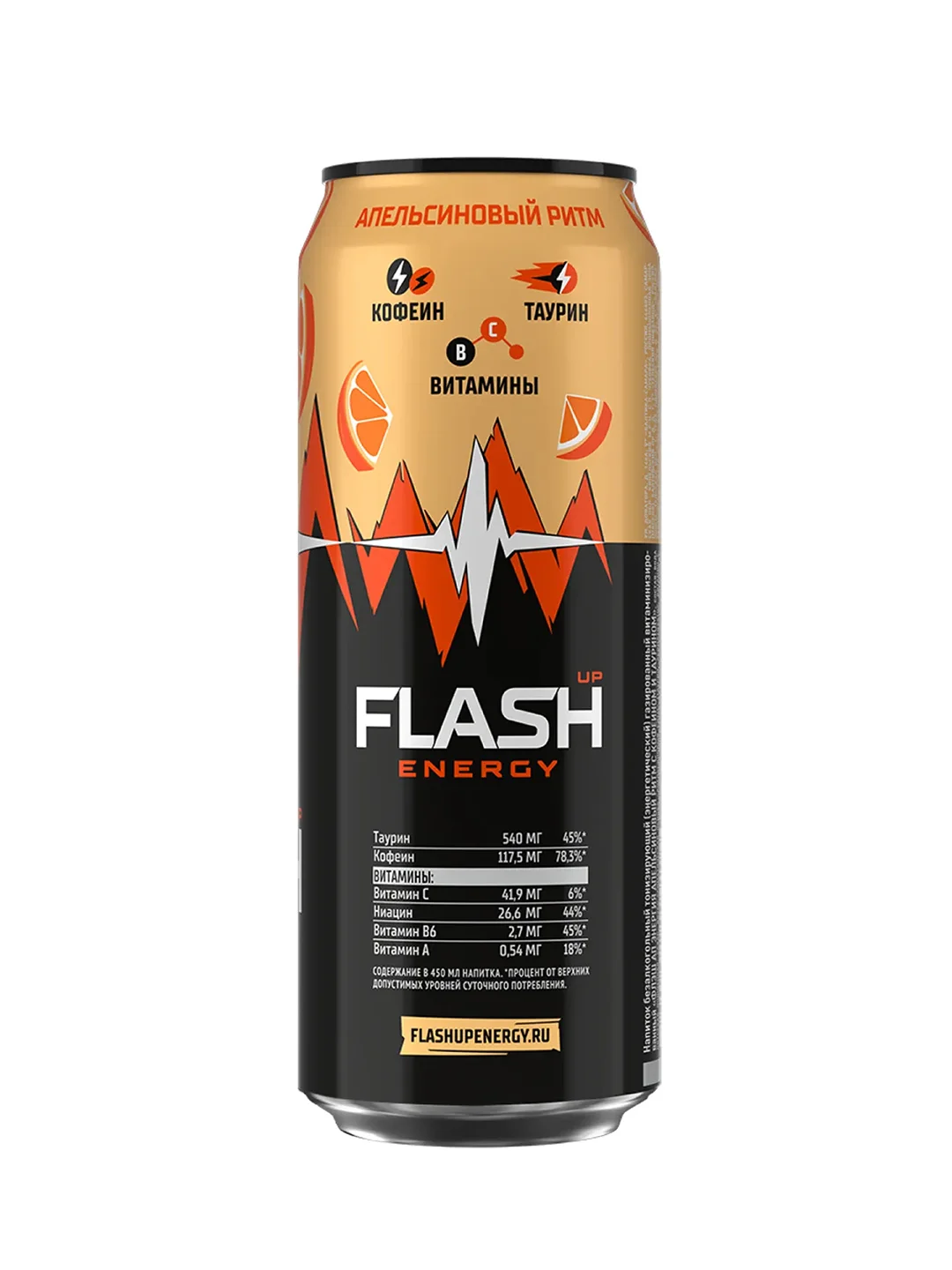 Энергетический напиток Flash Up Energy Апельсиновый Ритм 0,45л, ж/б