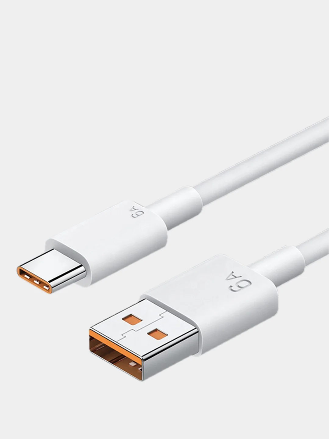 Белый кабель 6А type-c usb для быстрой зарядки на андройд и передачи данных