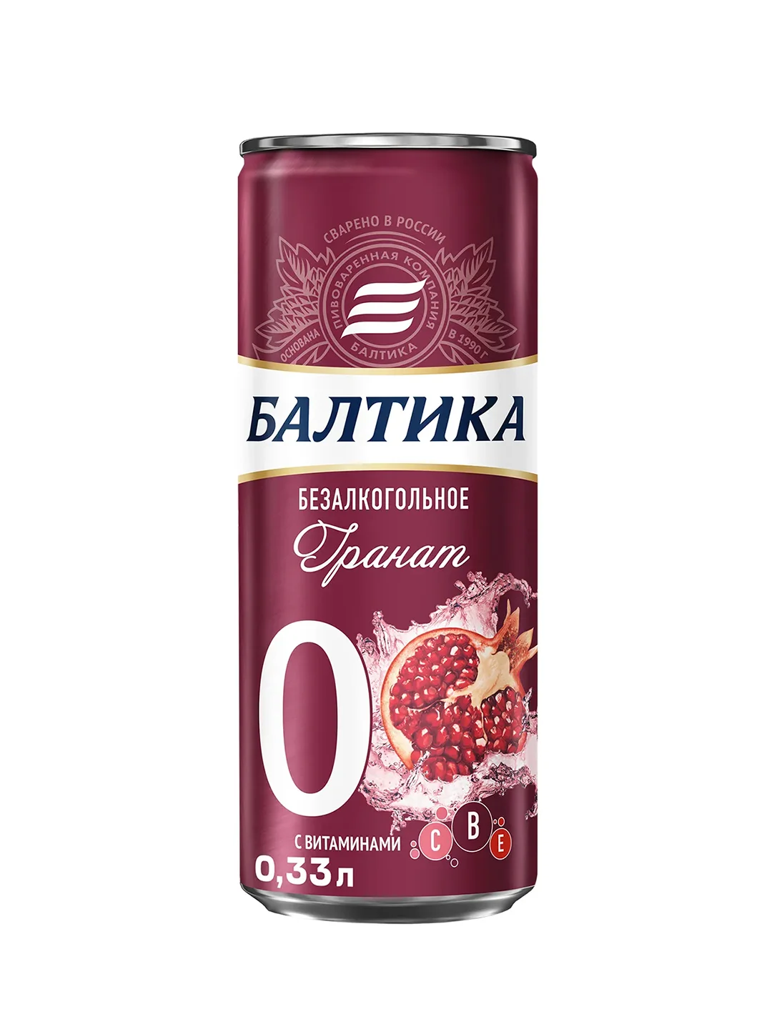 Пивной напиток Балтика №0 Гранат Безалкогольное 0,33 л, банка