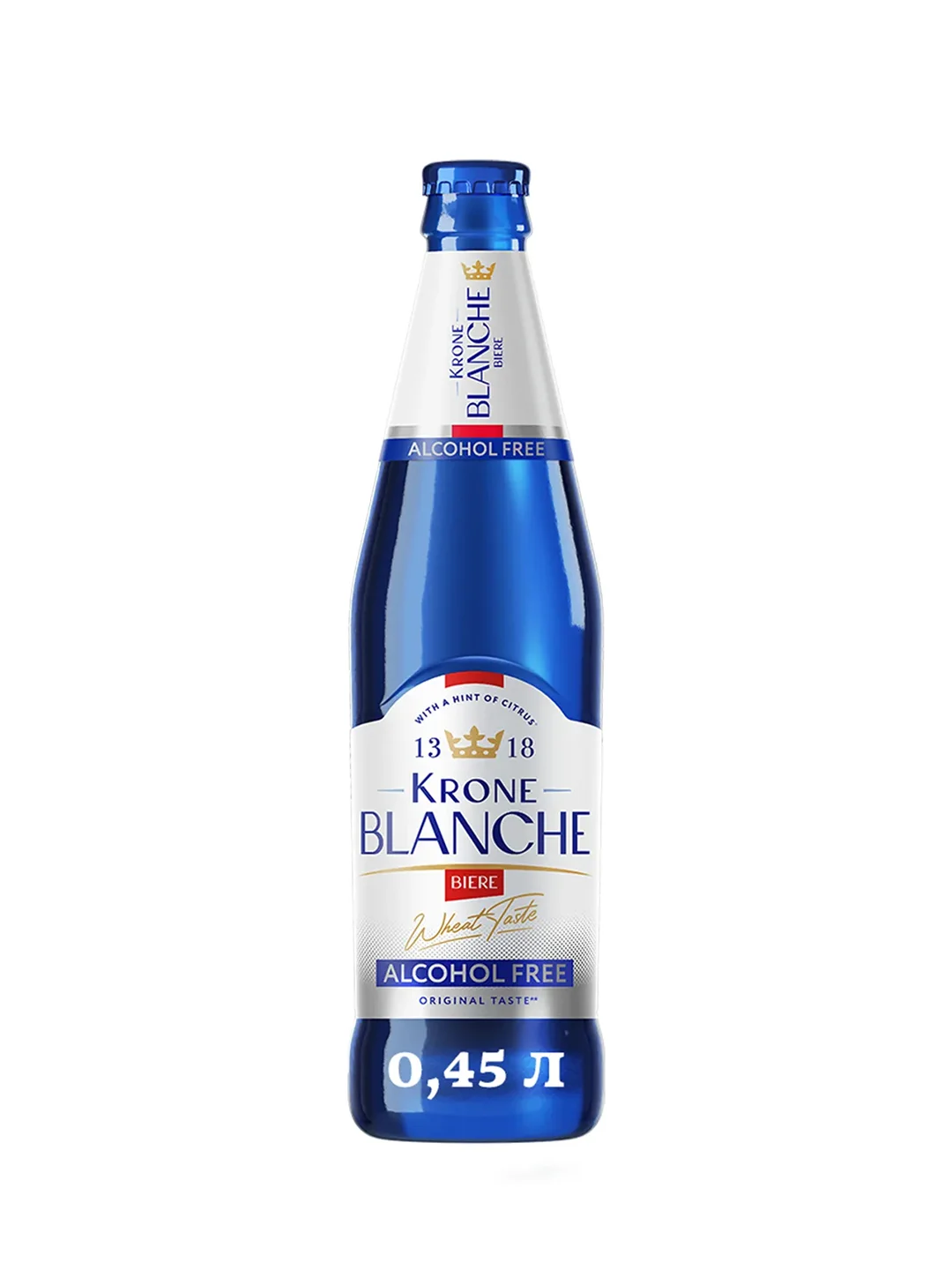 Пивной напиток Krone Blanche Biere Alcohol Free Безалкогольный 0,45 л, бутылка