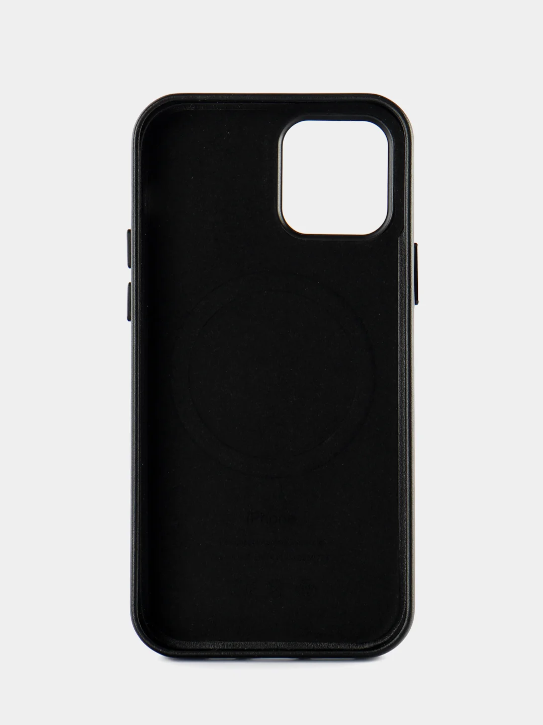 Черный кожаный чехол Leather Case для iPhone  12/12 Pro с функцией MagSafe