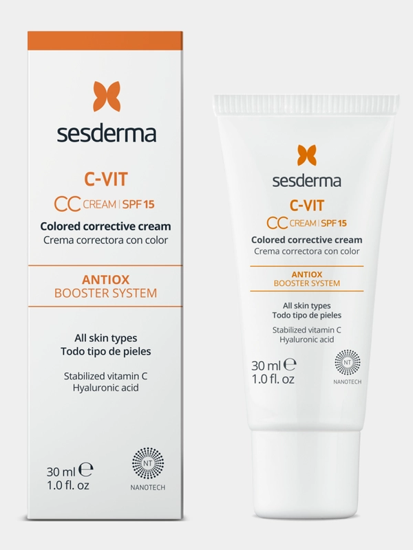 Sesderma C-VIT SPF 15 Крем для лица тональный, корректирующий, с витамином С, 30 мл