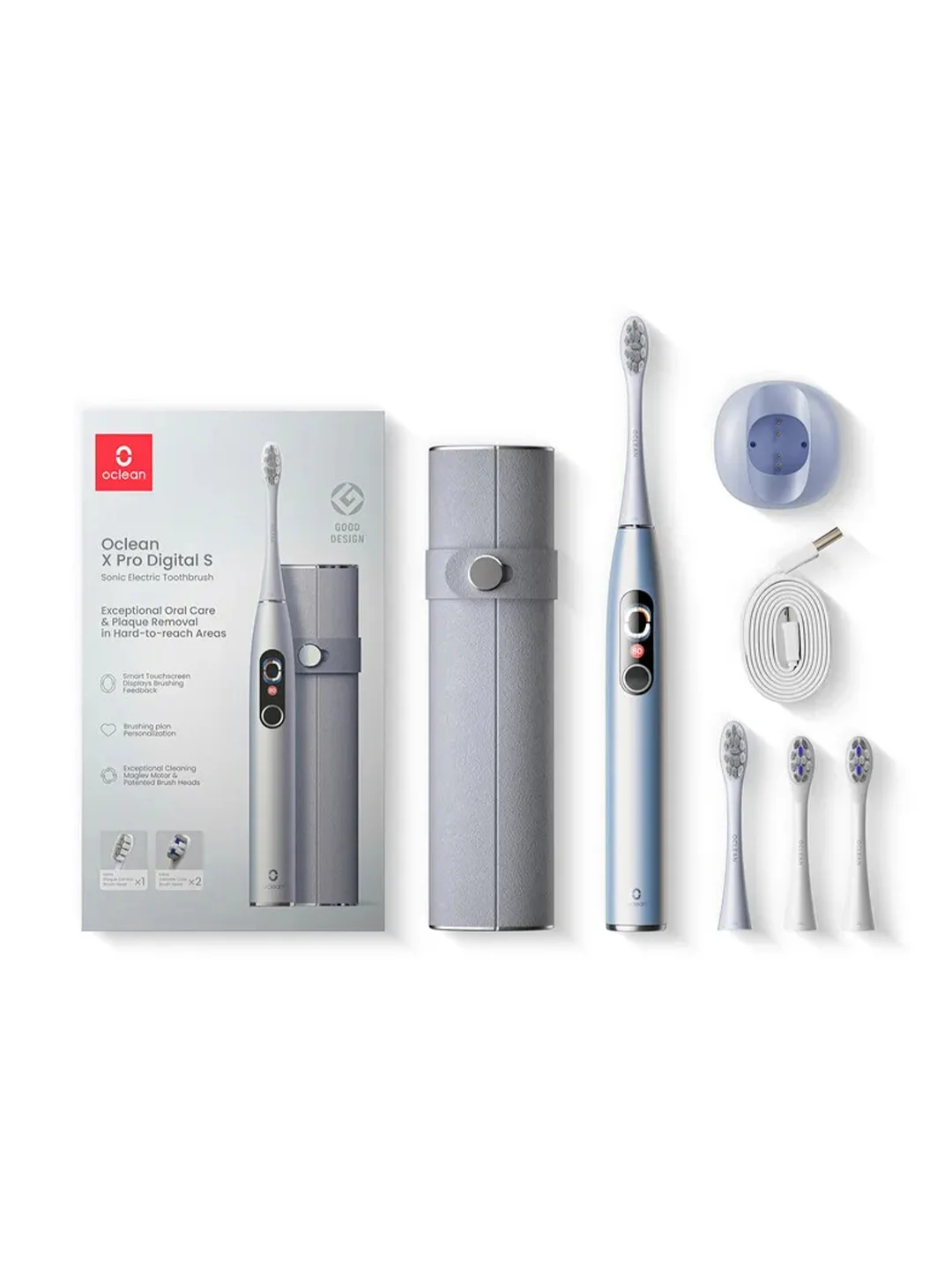 Серебряный электрическая зубная щетка Комплект Oclean X Pro Digital Set