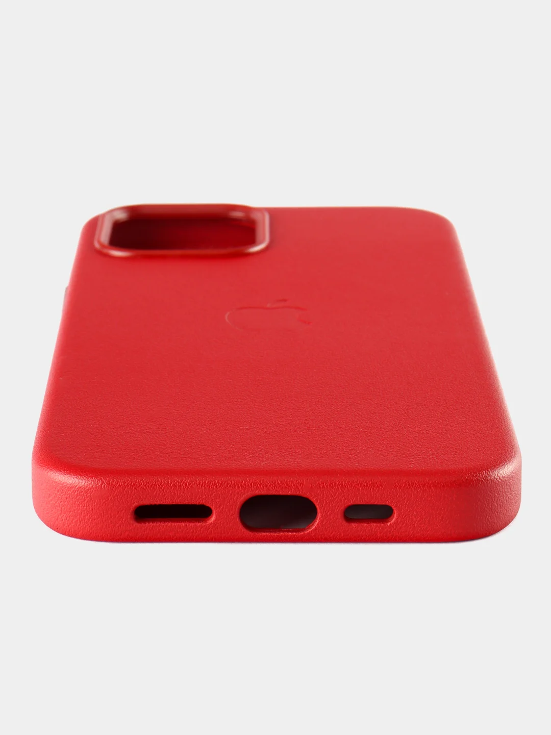 Красный кожаный чехол Leather Case для iPhone  12/12 Pro с функцией MagSafe