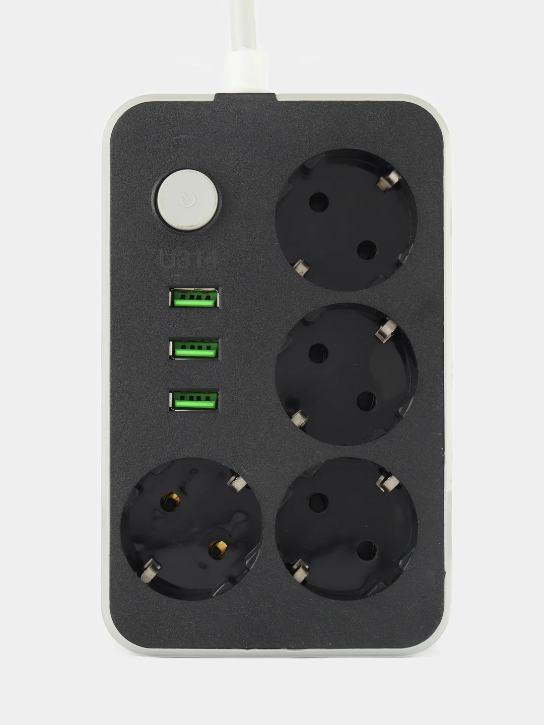 Серый сетевой фильтр на 4 розетки и 3 USB