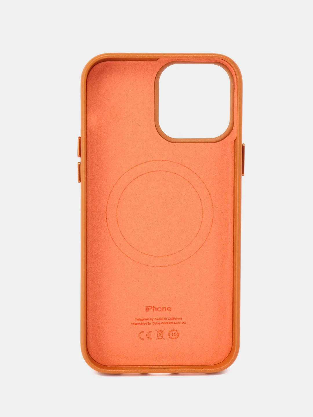 Оранжевый кожаный чехол Leather Case для iPhone 13 Pro Max с функцией MagSafe