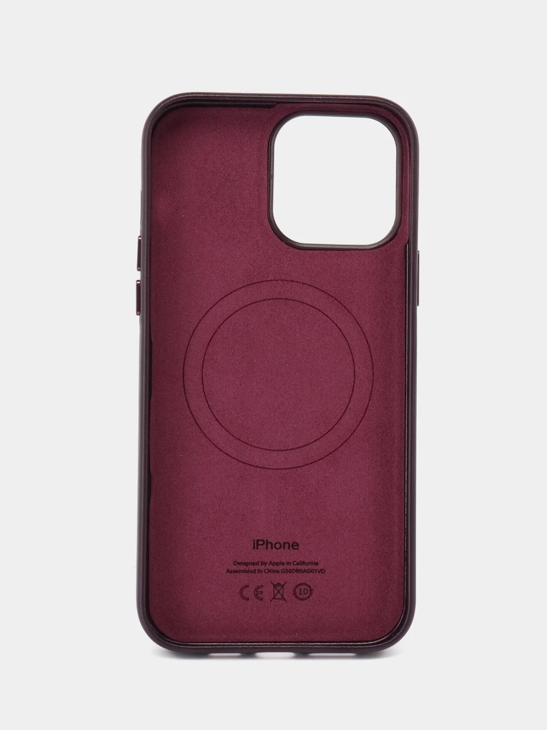Тёмно-бордовый кожаный чехол Leather Case для iPhone 13 Pro Max с функцией MagSafe